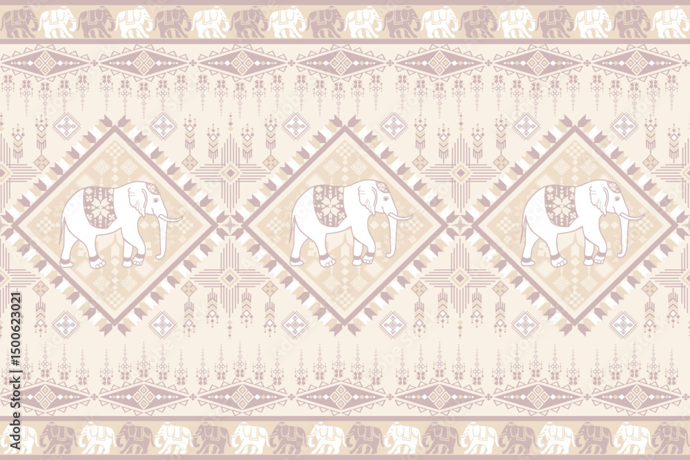 Obraz premium popular elephant pattern in asian style this elephant graphic is fashionable in thailand india and south east asia and this elephant and baby elephant can be for textile industry and any package