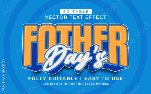 3d editable father's day text effect title graphic style template