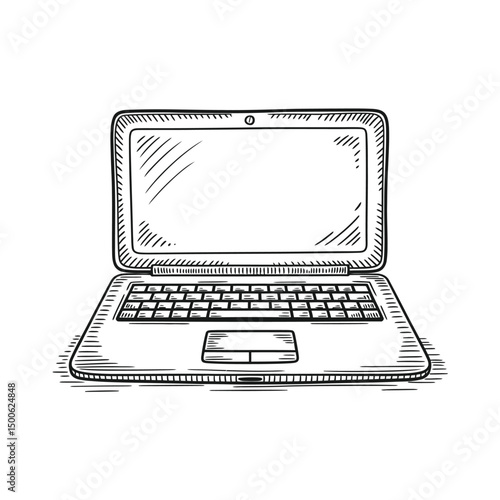 Hand Drawn Sketch of a Modern Laptop Computer