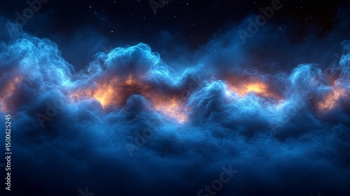 Wallpaper Mural Ethereal clouds glow with radiant light against the dark sky, resembling cosmic phenomena Torontodigital.ca