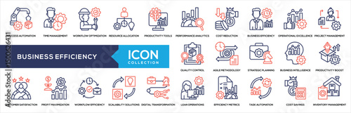 Business Efficiency Line Color Icon Collection