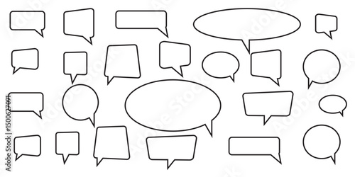 set of comic speech bubbles. Speech bubble, speech balloon, chat bubble art icon for apps and websites. Set of speech bubble, comic sticker, chat box icon. 