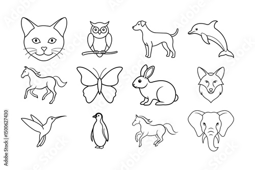 Vector outline set of snacks and fast food items