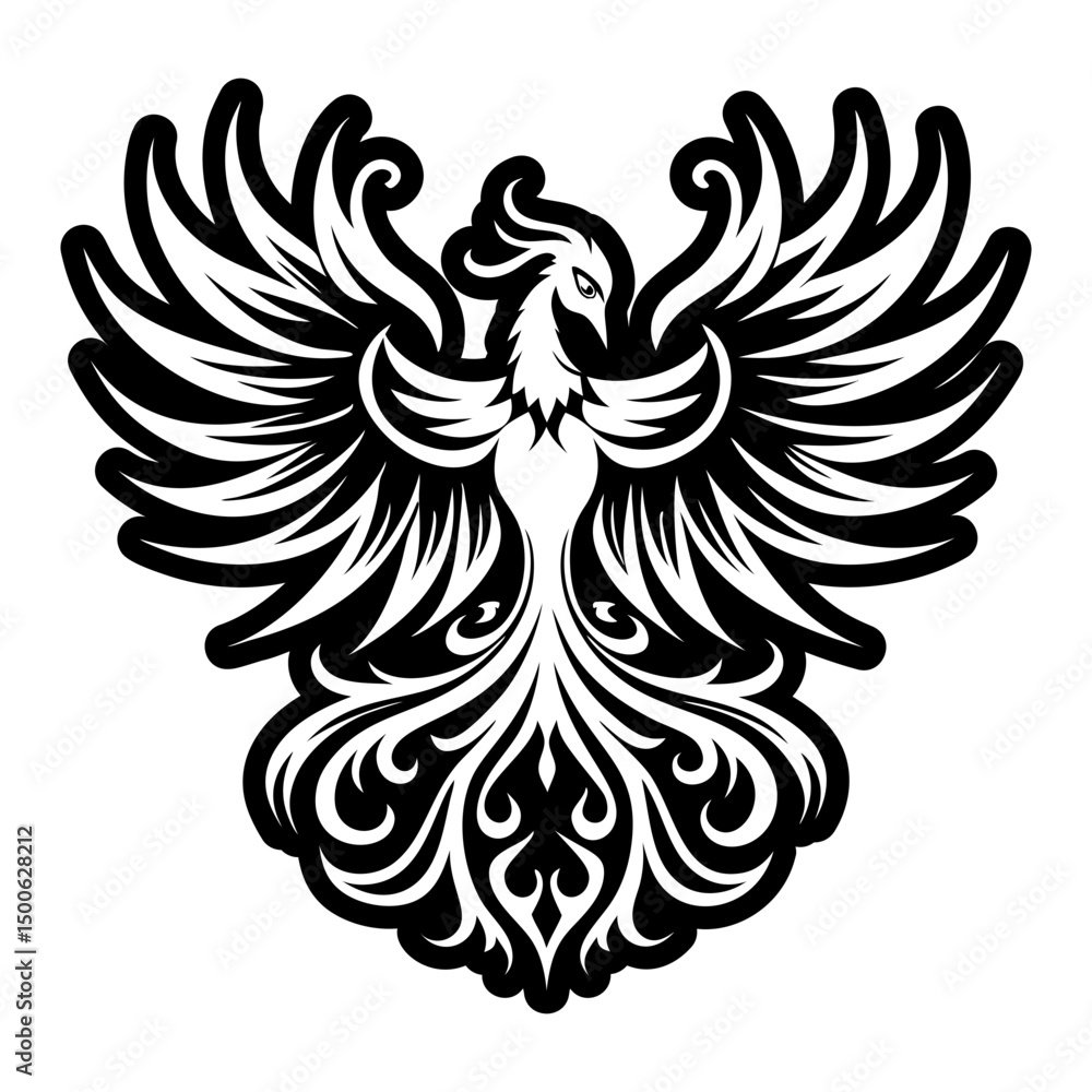 Obraz premium A glyph style icon of phoenix rising tattoo