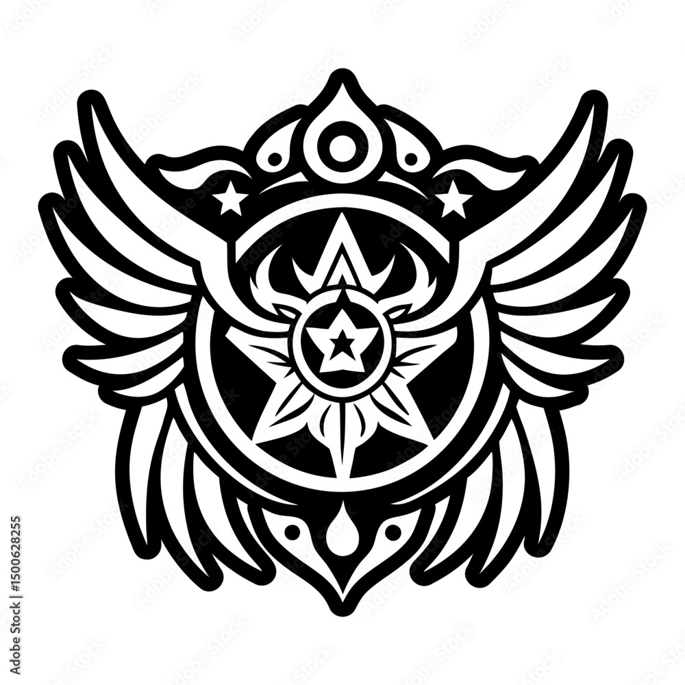 A glyph style icon of celestial wings tattoo A glyph style icon of celestial wings tattoo