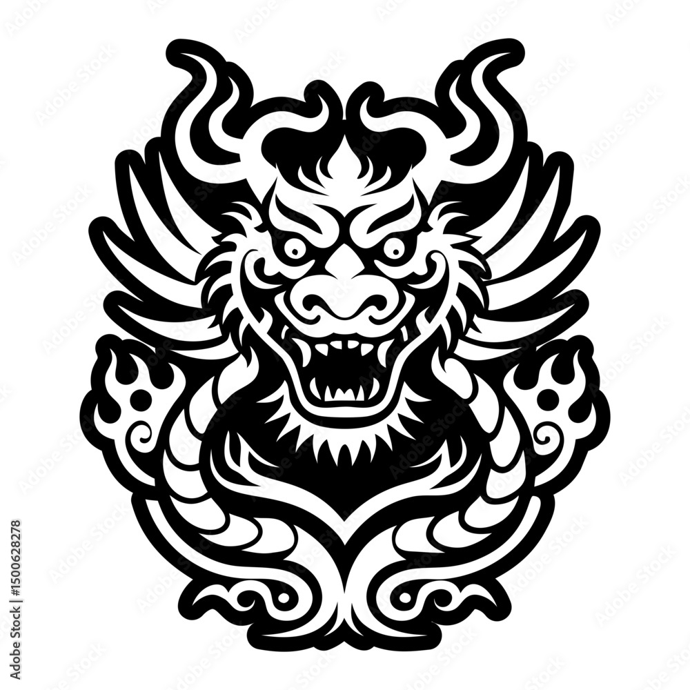 Fototapeta premium A glyph style icon of dragon tattoo