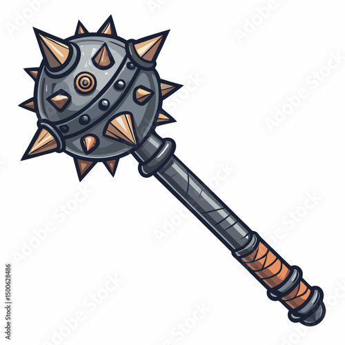 Design a bold, vector icon of a medieval mace weapon, featuring thick, impactful strokes.  Prioritize clear, simple lines for easy scaling.