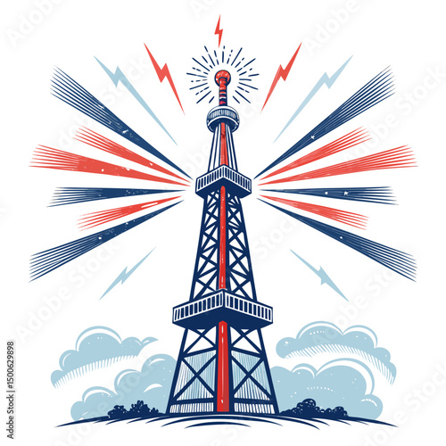 Create a bold, vector illustration of a sturdy, fantasy-style MOBA base tower, showcasing strong lines and impactful design.  Include detailed textures.