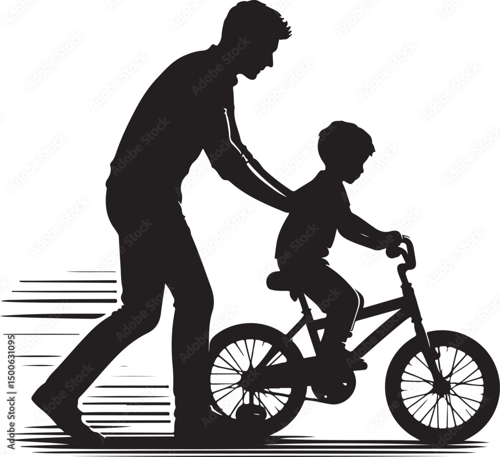 Fototapeta premium Dad Teaching Kid Bike Ride SVG File