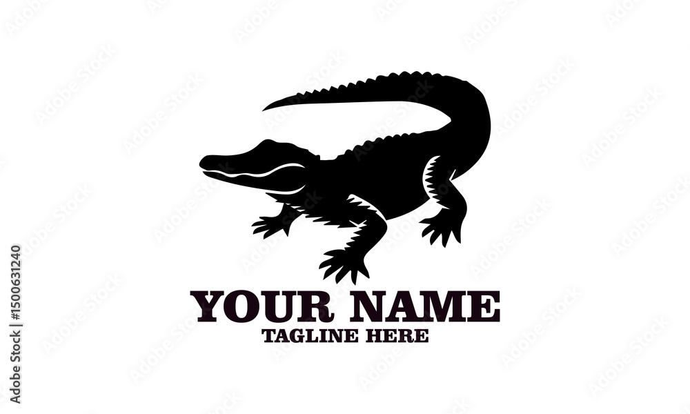 Fototapeta premium Crocodile vector illustration, crocodiles and alligators silhouette logo design. crocodile silhouette vector style illustration white background