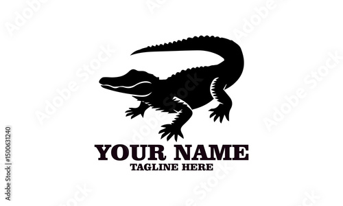 Crocodile vector illustration, crocodiles and alligators silhouette logo design. crocodile silhouette vector style illustration white background