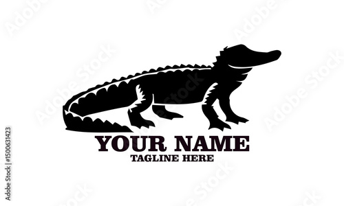 Crocodile vector illustration, crocodiles and alligators silhouette logo design. crocodile silhouette vector style illustration white background