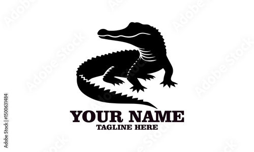 Crocodile vector illustration, crocodiles and alligators silhouette logo design. crocodile silhouette vector style illustration white background