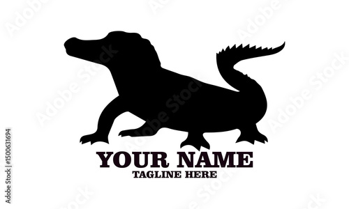 Crocodile vector illustration, crocodiles and alligators silhouette logo design. crocodile silhouette vector style illustration white background