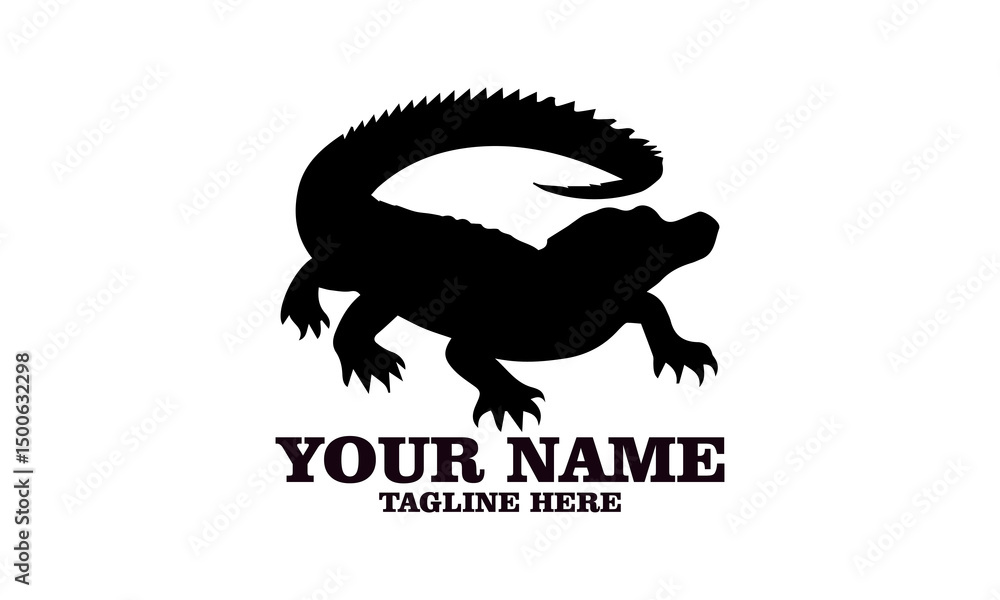 Fototapeta premium Crocodile vector illustration, crocodiles and alligators silhouette logo design. crocodile silhouette vector style illustration white background