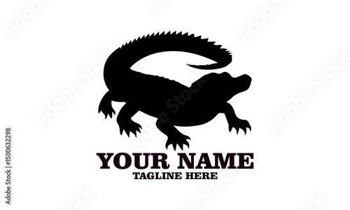 Crocodile vector illustration, crocodiles and alligators silhouette logo design. crocodile silhouette vector style illustration white background