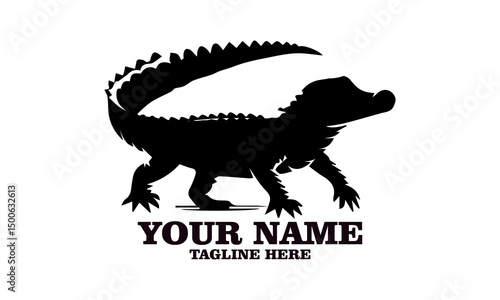Crocodile vector illustration, crocodiles and alligators silhouette logo design. crocodile silhouette vector style illustration white background