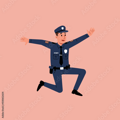 A logo with a police cap resting on a golden badge.