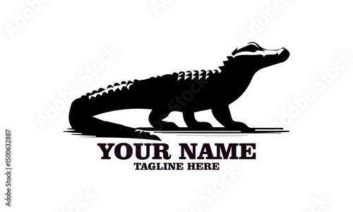Crocodile vector illustration, crocodiles and alligators silhouette logo design. crocodile silhouette vector style illustration white background