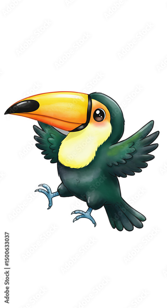 Obraz premium Cute Toucan Bird Illustration isolated trasparent background, png format