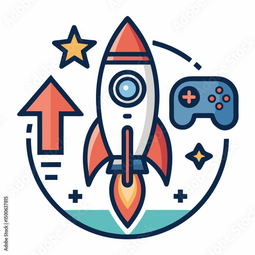 Design a vector graphic of a bold, speed boost power-up; think lightning bolt with thick, vibrant strokes.  Include glowing effects.