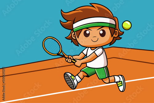 boy playing tennis