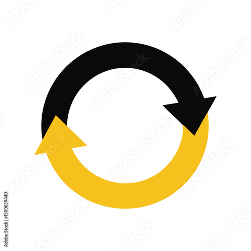 circular arrow icon black and yellow silhouette