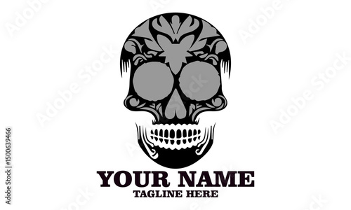 Cute skull logo icon, sugar skull day of the dead vector illustration design isolated on white background. dia de los muertos and sugar skull logo design