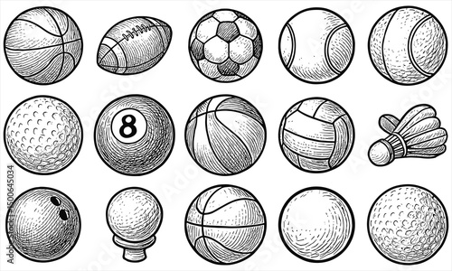 Hand Drawn Sports Ball Set