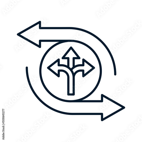 Agile concept, flexible development, project management. Vector linear icon isolated on white background.