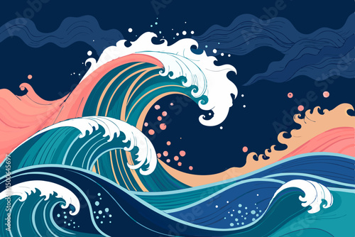 Create a dynamic abstract background featuring swirling, fluid forms, rendered with a hand-drawn, expressive style.  Emphasis on vibrant colors and organic shapes.