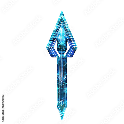 Futuristic Arrow with a Striking Digital Pattern in the Legend of Zeia Isolated on Transparent Background