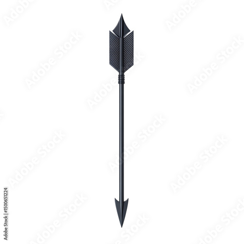 Sleek Arrow with Refined Details in Slategrey Color Isolated on Transparent Background
