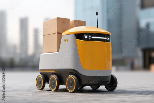 AI-powered robotic delivery service moving parcels through city streets with minimal human intervention.