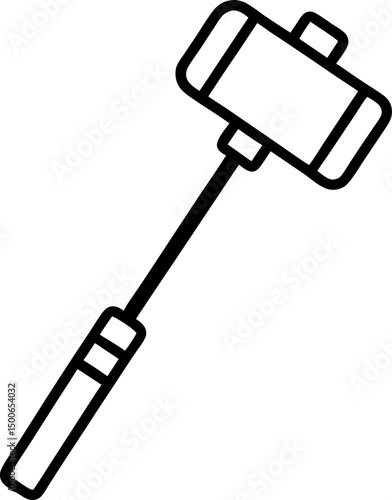 Selfie stick icons set in black filled and stroke line style