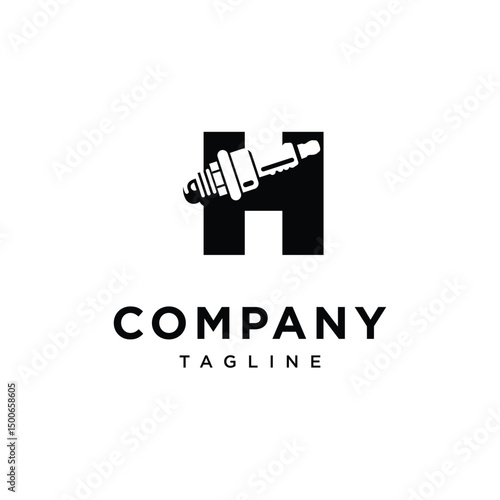 Letter H Spark Plug Logo Icon Vector