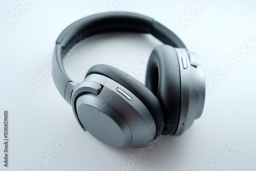 High-quality noise-canceling headphones, folded neatly, placed on a white background for clarity.