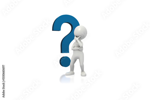 3d man with question mark