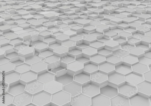 3d Render White Hexagon Geometric Honeycomb Abstract Background Texture