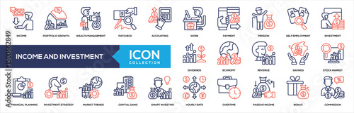 Income and Investment Line Color Icon Collection