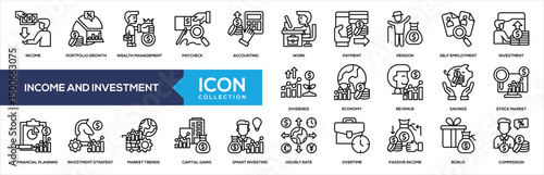 Income and Investment Line Icon Collection
