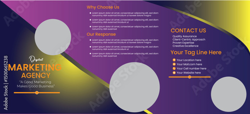 3 layers brochure design for marketing agency vector templates