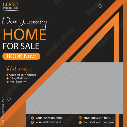 Home for sale social media poster design vector templates