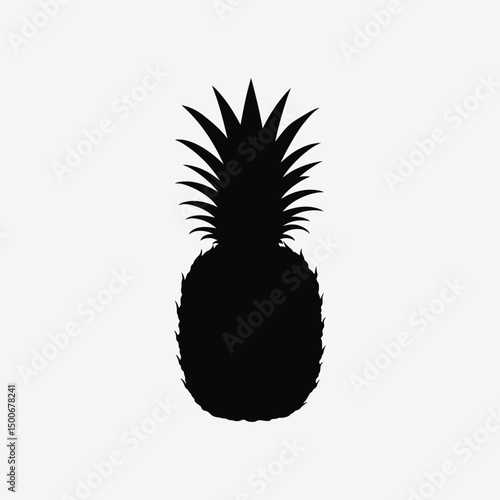 Minimalist Pineapple Vector Silhouette – Elegant High-Contrast Fruit Design on White Background