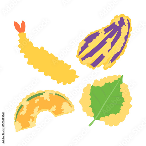 天ぷら。フラットなベクターイラスト。
Tempura. Flat vector illustration.