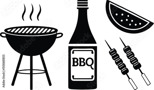 BBQ Grill Premium Silhouette Icon Vector