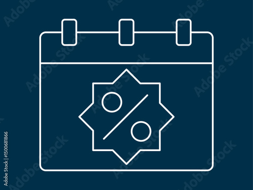 Calendar icon. Black Friday icon and symbol. White outline Icon. Simple outline icon.