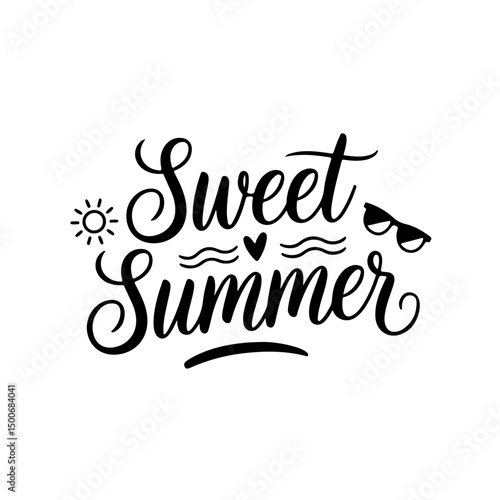Sweet Summer. Summer Quotes Vector Design Isolated on White Background