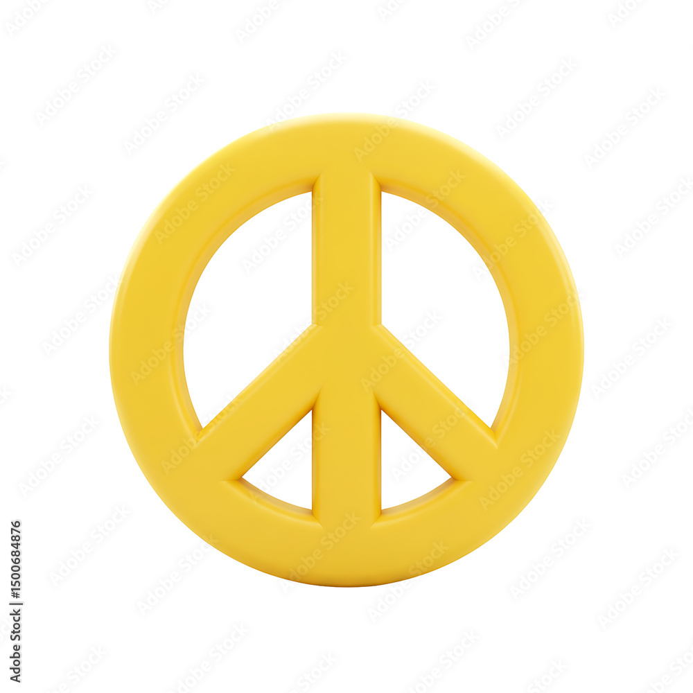 Yellow Peace Symbol on White Background Yellow Peace Symbol on White Background