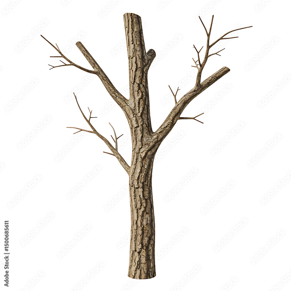 Fototapeta premium Bare tree with amputated branches stands starkly